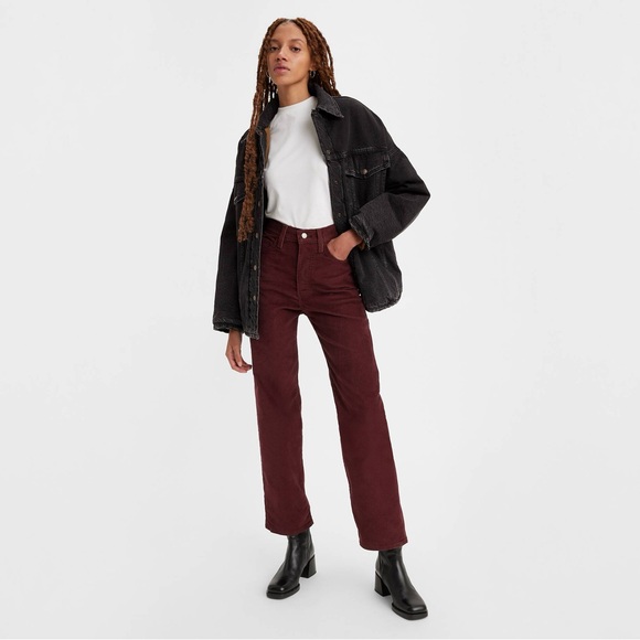 Levi's Pants - Levi’s Ribcage Straight Ankle Corduroy Maroon Red High Rise Pants Size 26